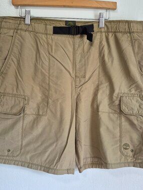 Timberland Swim Trunks Men's Khaki Belted Adjustable Waist Cargo Shorts Size L